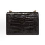 SAINT LAURENT YSL SUNSET bag, distressed gold Logo chain crossbody single-shoulder bag, medium size for women, black